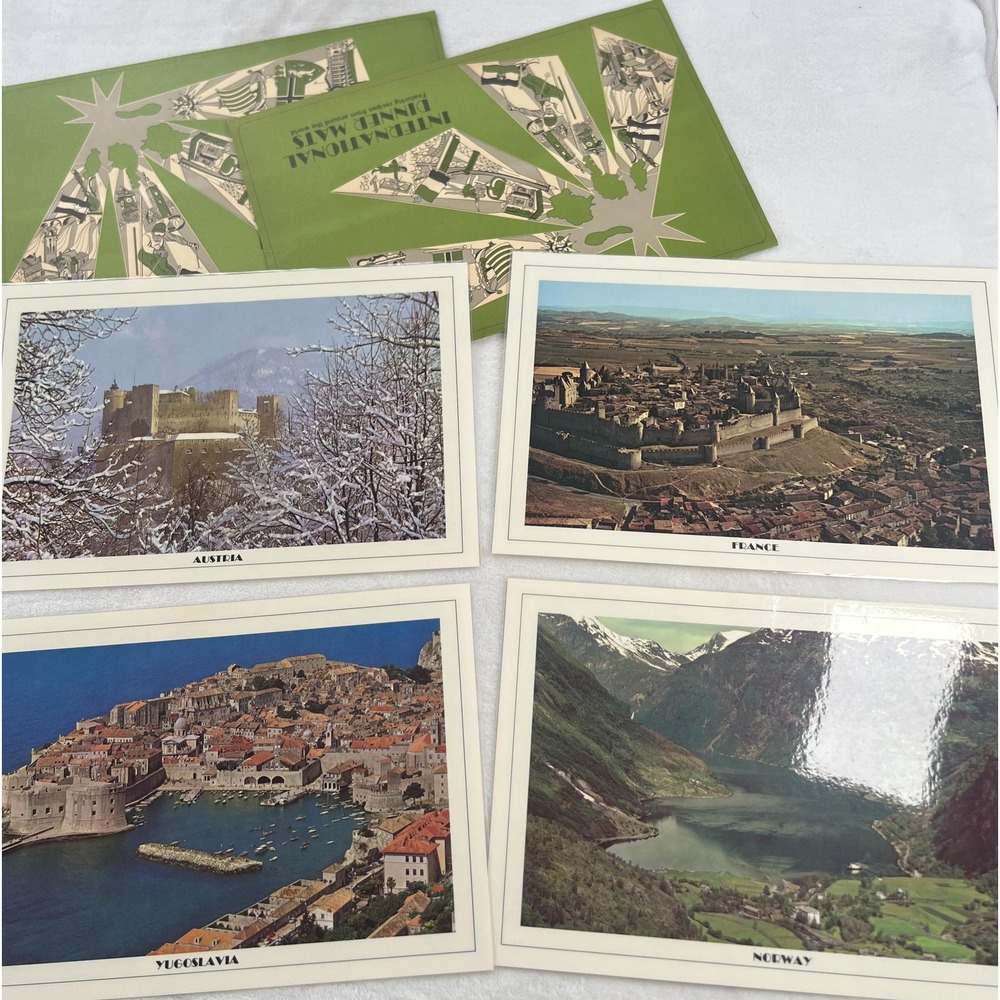 Vintage‎ International Dinner Placemats Set of 4 Laminated Recipe Austria Norway